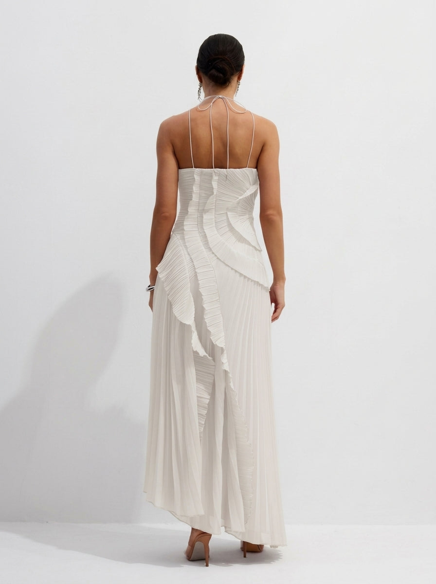 Flora Halter Pleated Maxi Dress — Svelte Chic