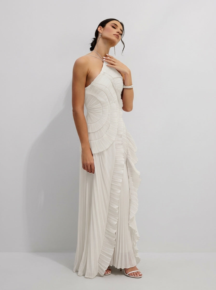 Flora Halter Pleated Maxi Dress — Svelte Chic