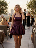 Halter Tie Full Skirt Mini Dress — Svelte Chic