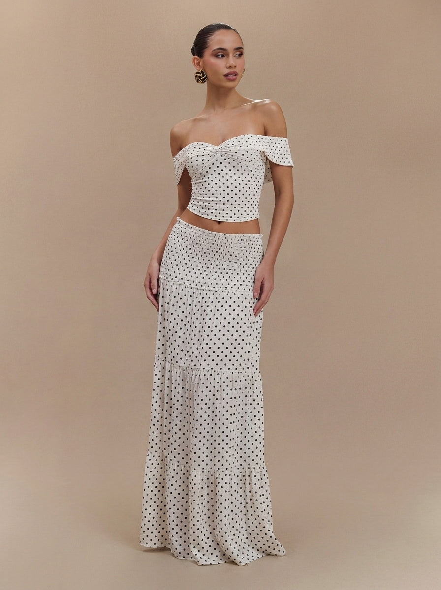 Draped Polka Dot Two Piece Set — Svelte Chic