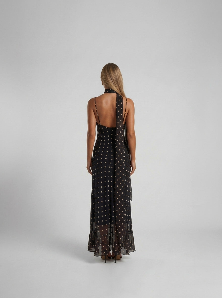 Noemia Polka Dot Maxi Dress — Svelte Chic