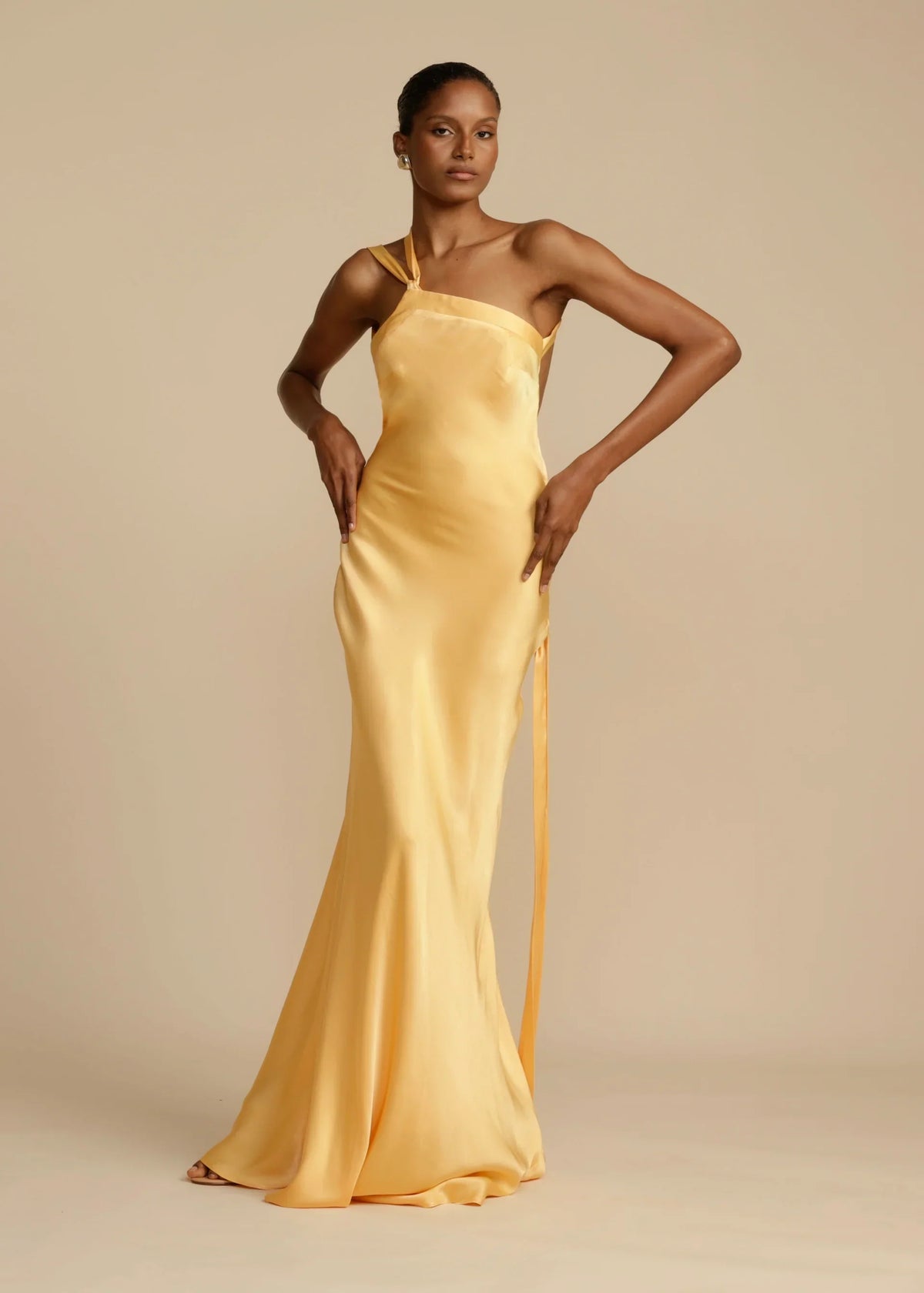 Moonlight Satin One-Shoulder Maxi Dress — Svelte Chic
