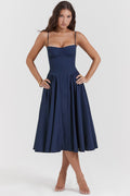 Felicity Waist Shaping Midi Dress in Navy — Svelte Chic