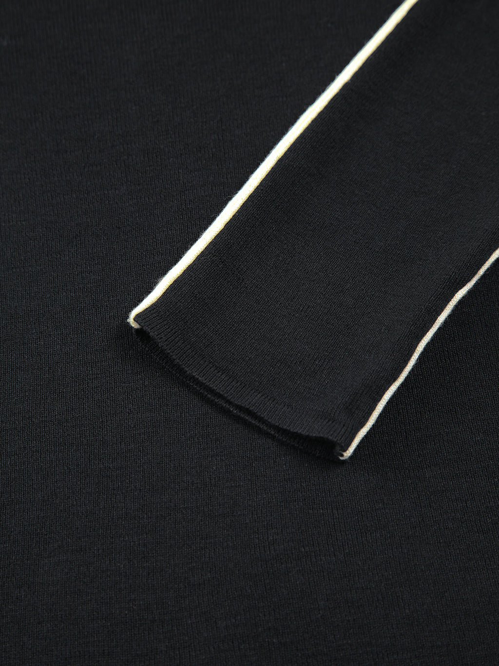 Contrast Piping Turtleneck Top — Black — Svelte Chic