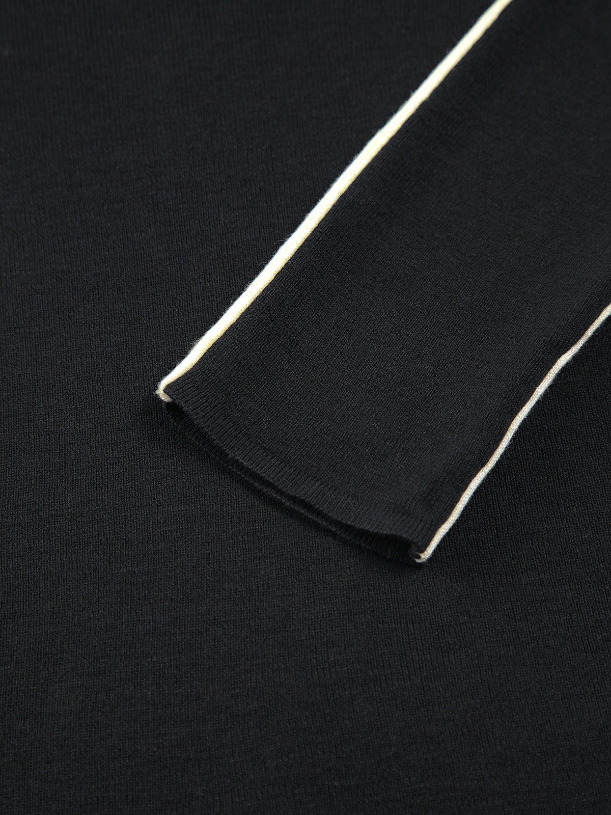 Contrast Piping Turtleneck Top — Black — Svelte Chic