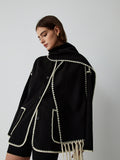 Scarf Collar Contrast Trim Jacket in Black — Svelte Chic