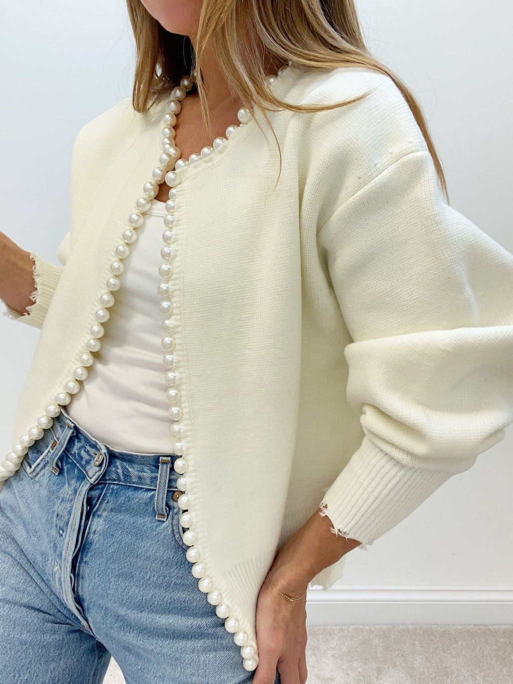Pearl Trim Knit Cardigan — Svelte Chic