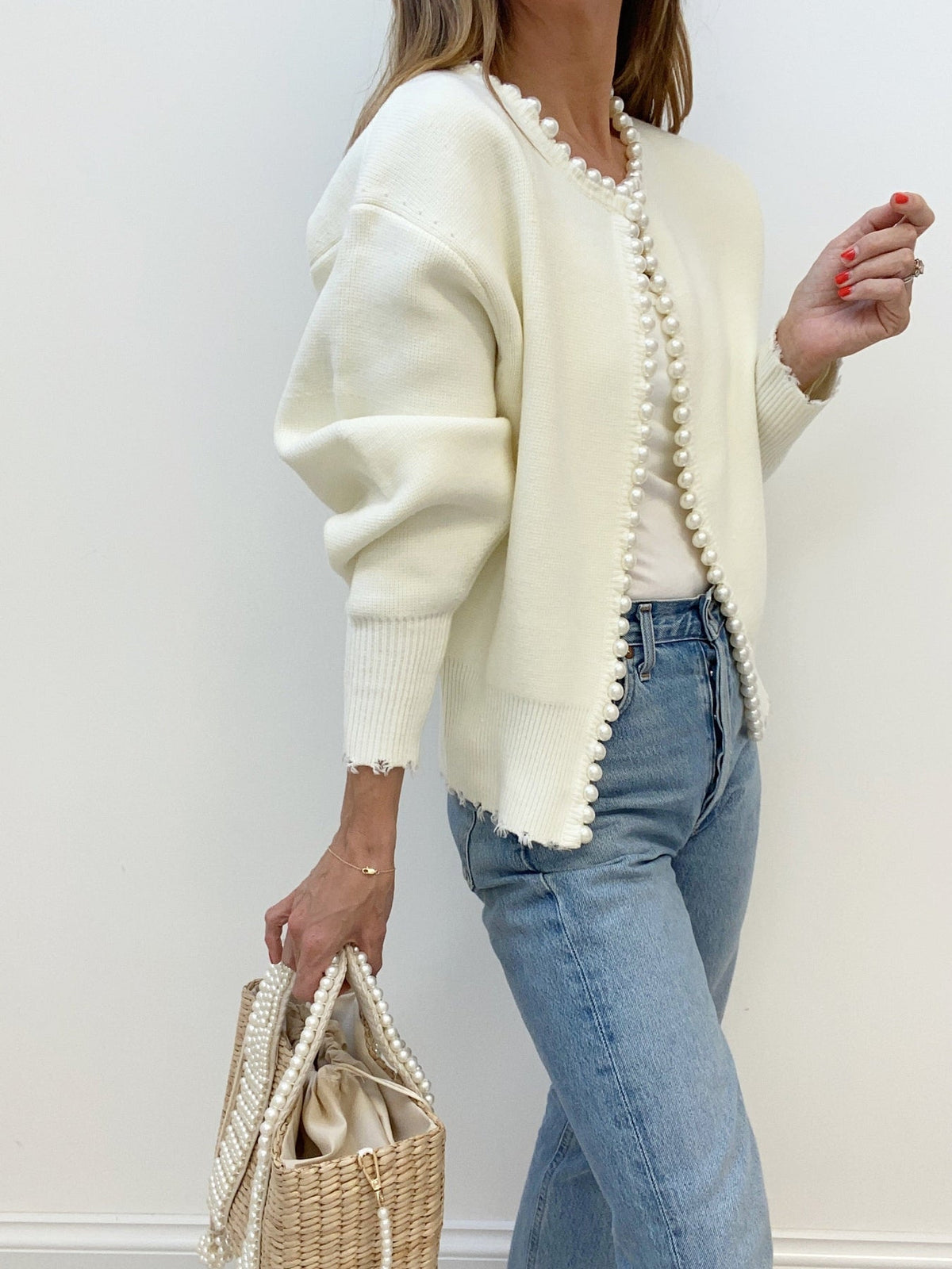 Pearl Trim Knit Cardigan — Svelte Chic