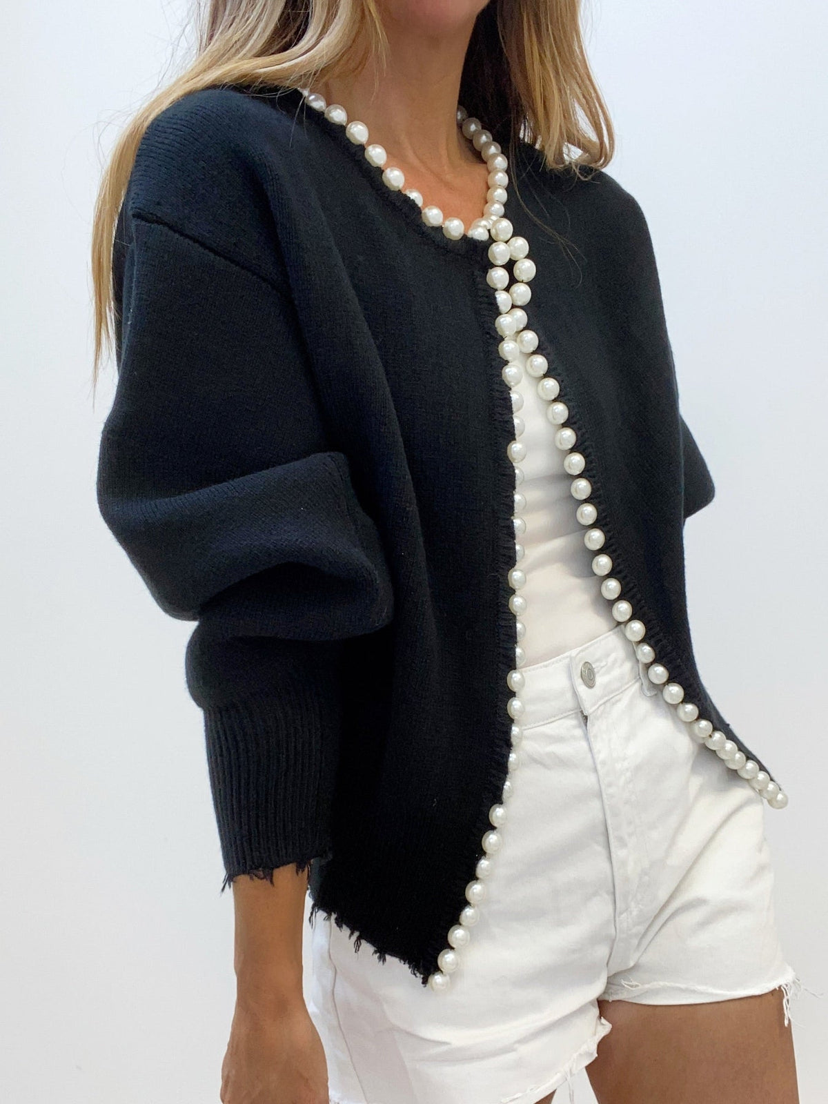 Pearl Trim Knit Cardigan — Svelte Chic