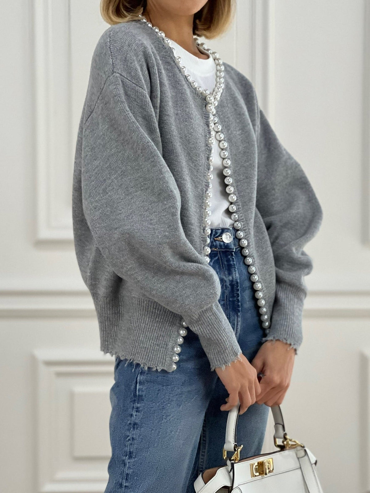 Pearl Trim Knit Cardigan — Svelte Chic