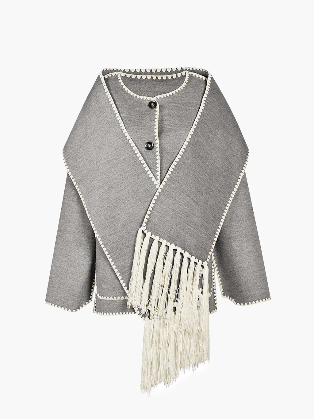 Scarf Collar Contrast Trim Jacket — Svelte Chic