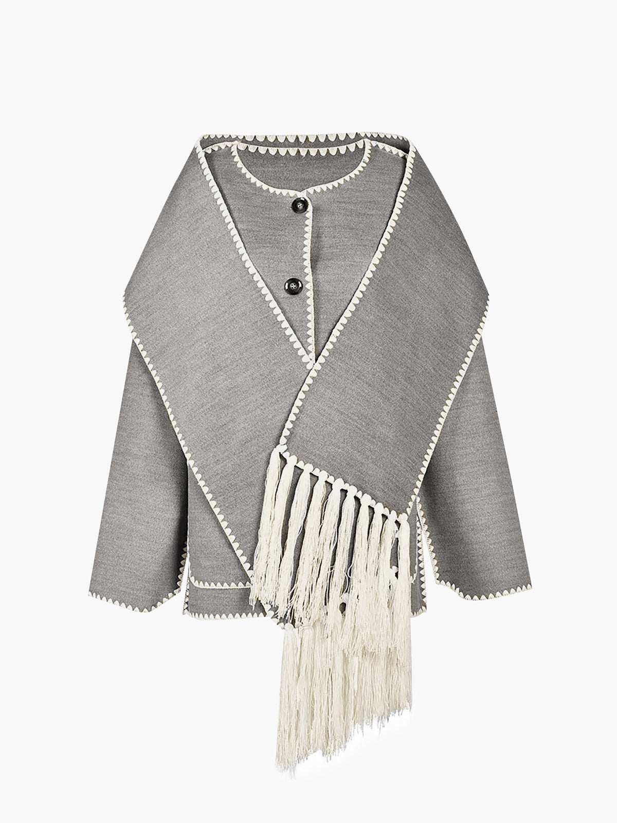 Scarf Collar Contrast Trim Jacket — Svelte Chic