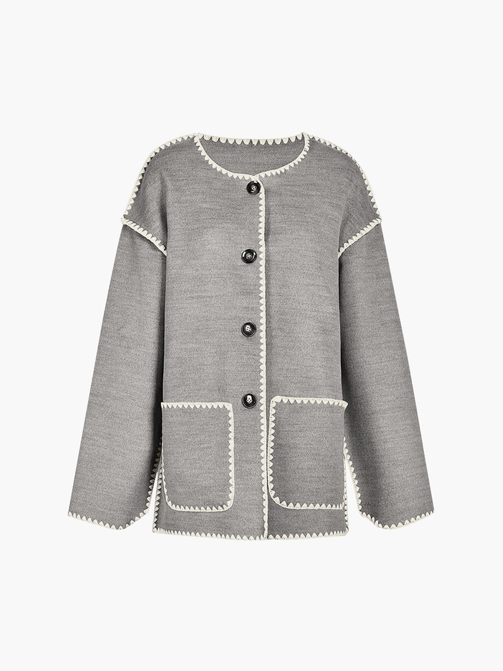 Scarf Collar Contrast Trim Jacket — Svelte Chic