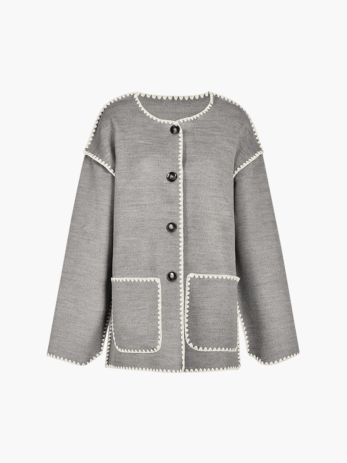 Scarf Collar Contrast Trim Jacket — Svelte Chic