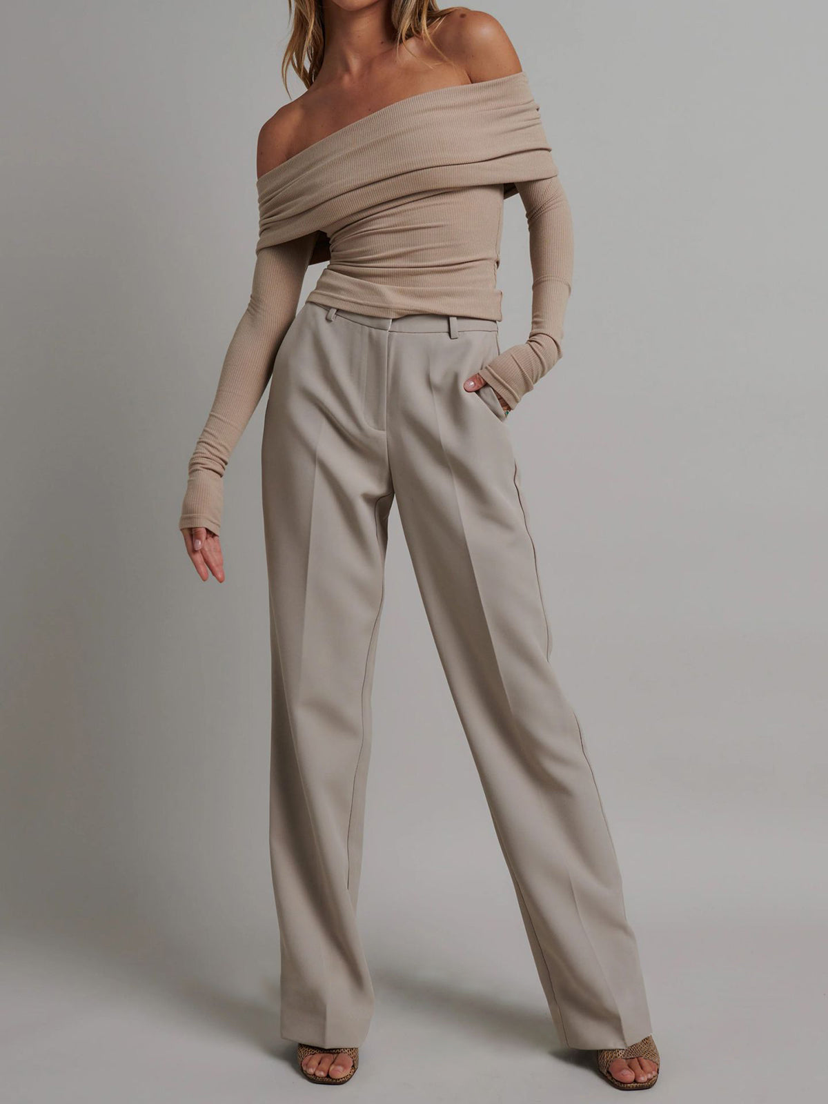 Boat Neck Long Sleeve Cropped Top — Svelte Chic