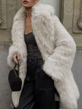Oversized Faux Fur Coat in Beige — Svelte Chic