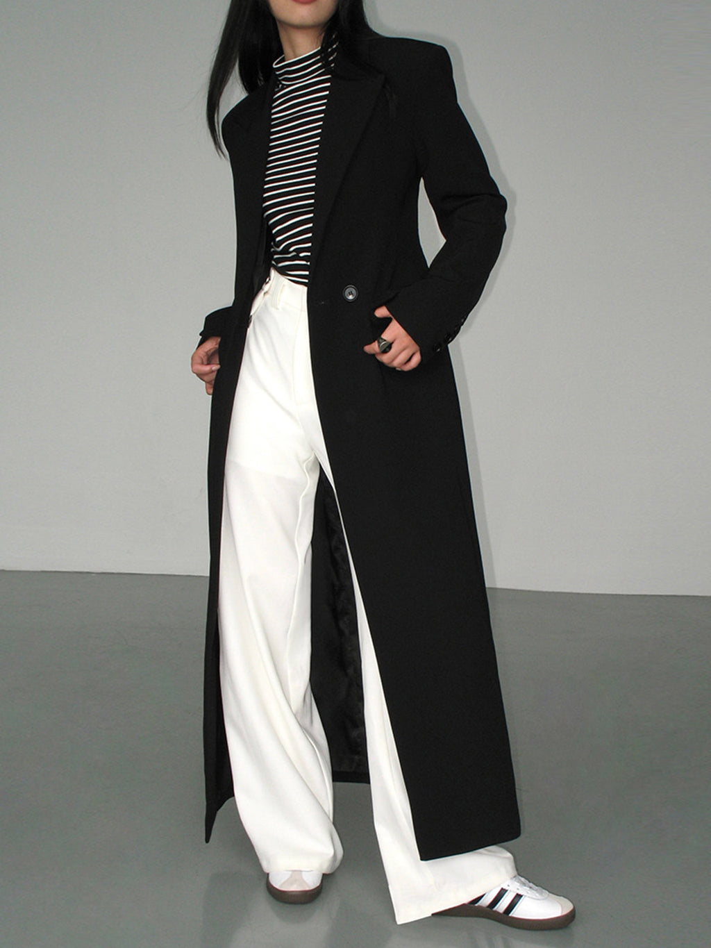 Collared Pocket Blazer Coat — Black in Black — Svelte Chic