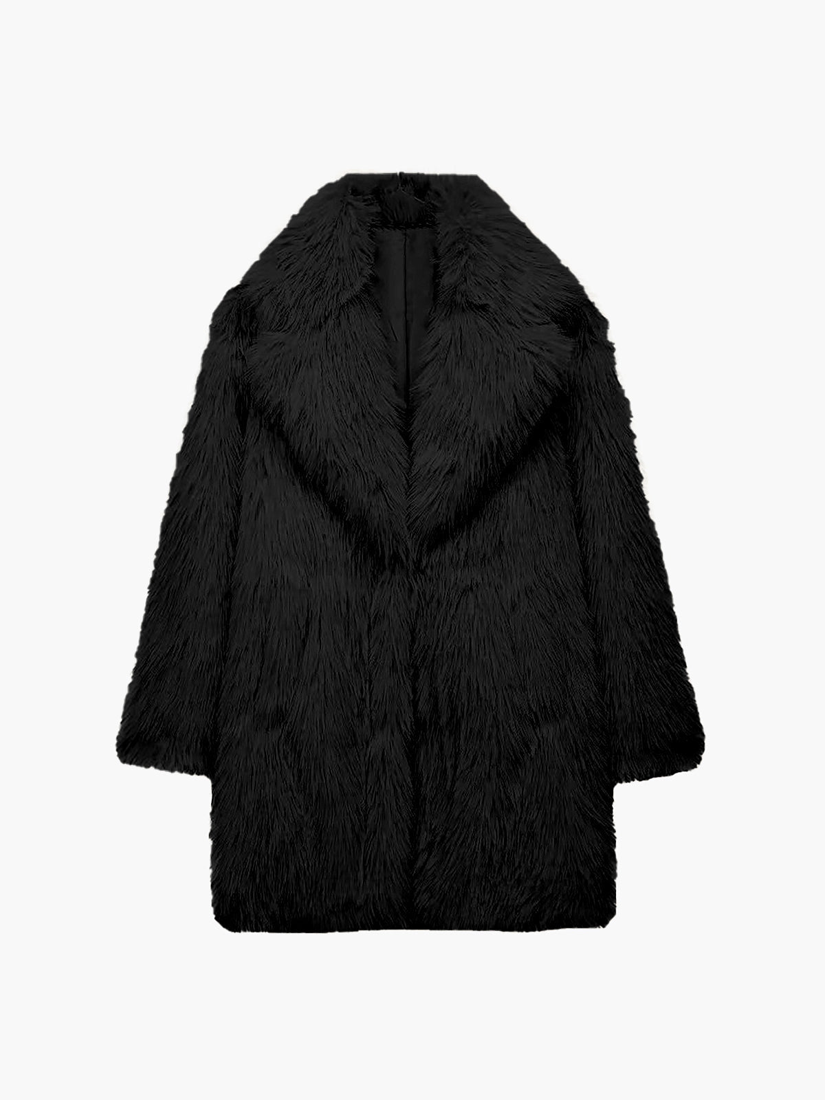 Oversized Faux Fur Coat in Black — Svelte Chic