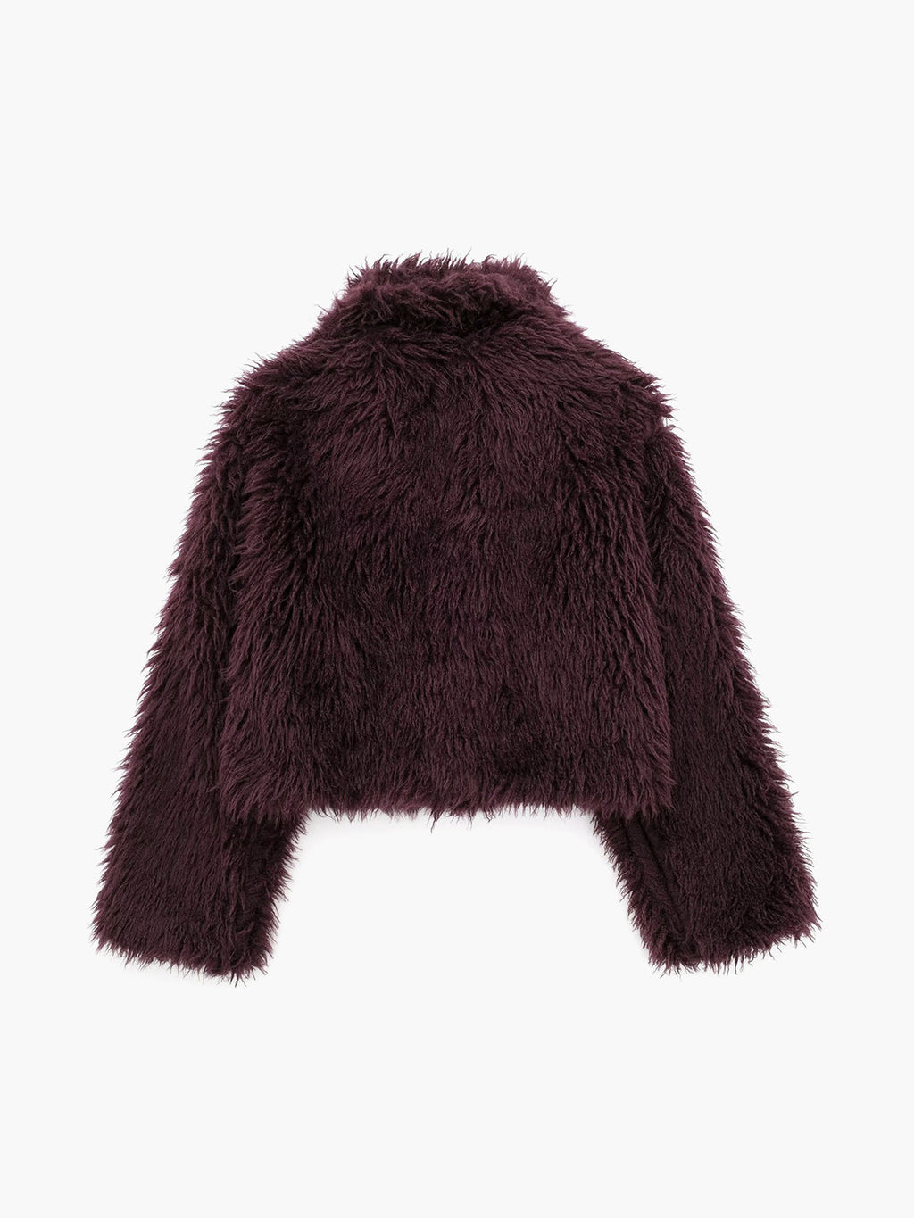 Faux Fur Short Coat — Burgundy — Svelte Chic