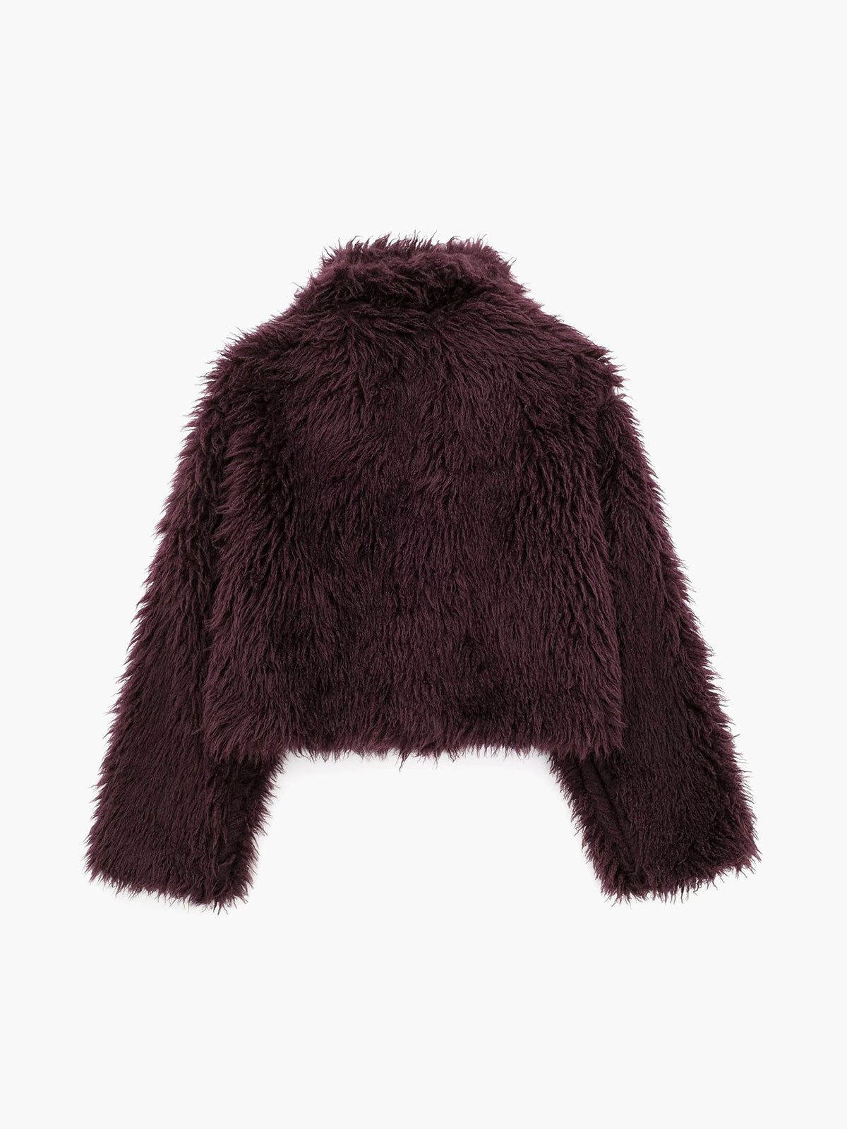 Faux Fur Short Coat — Burgundy — Svelte Chic