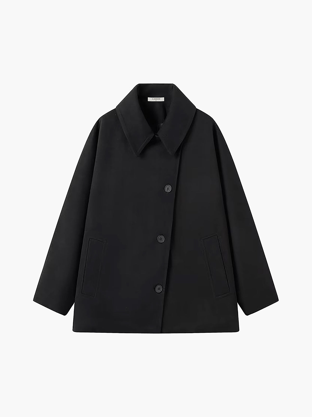 Oversized Pocket Button Coat in Black — Svelte Chic