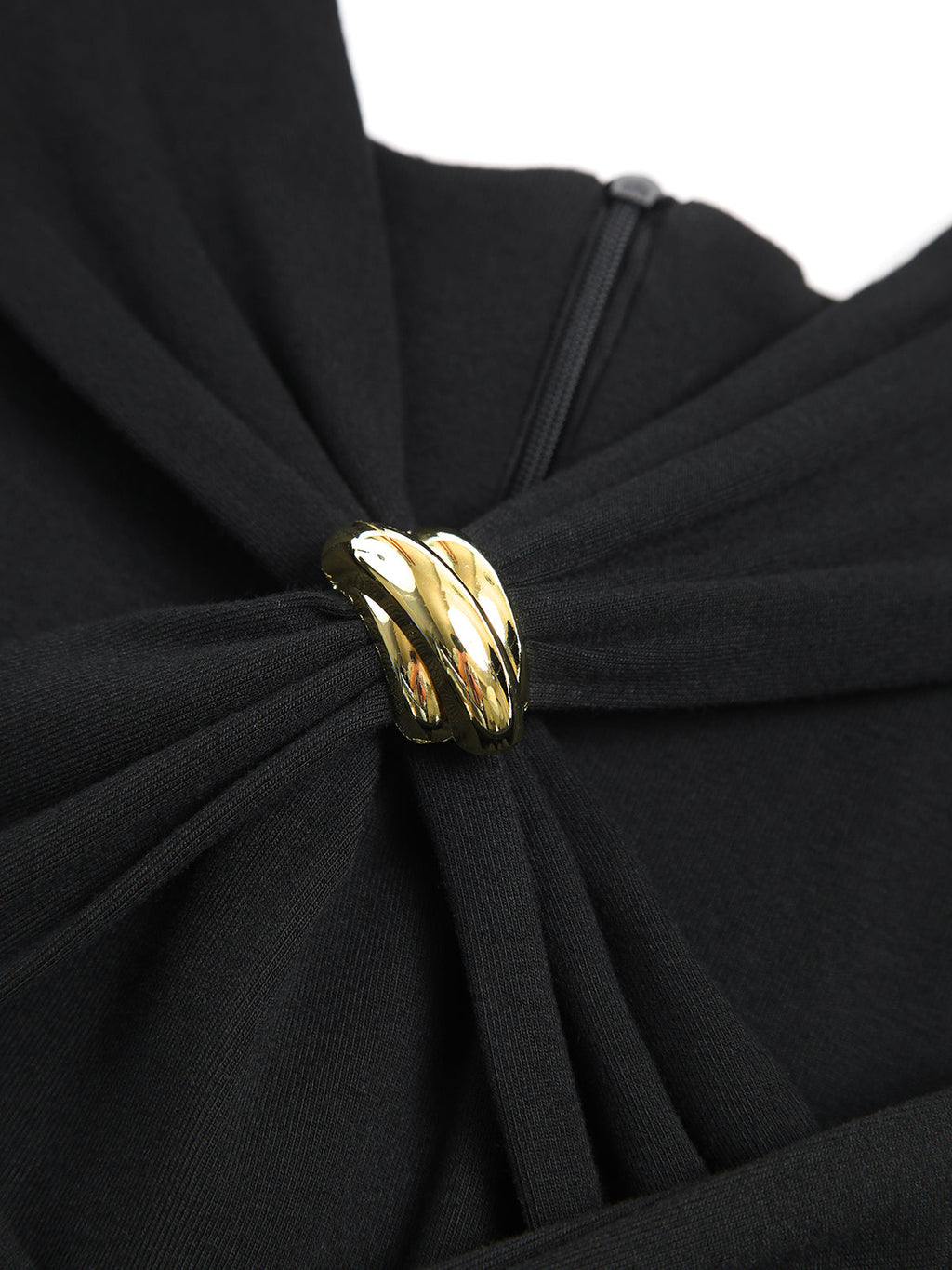 Metal Detail Criss-Cross Top — Black V-Neck — Svelte Chic