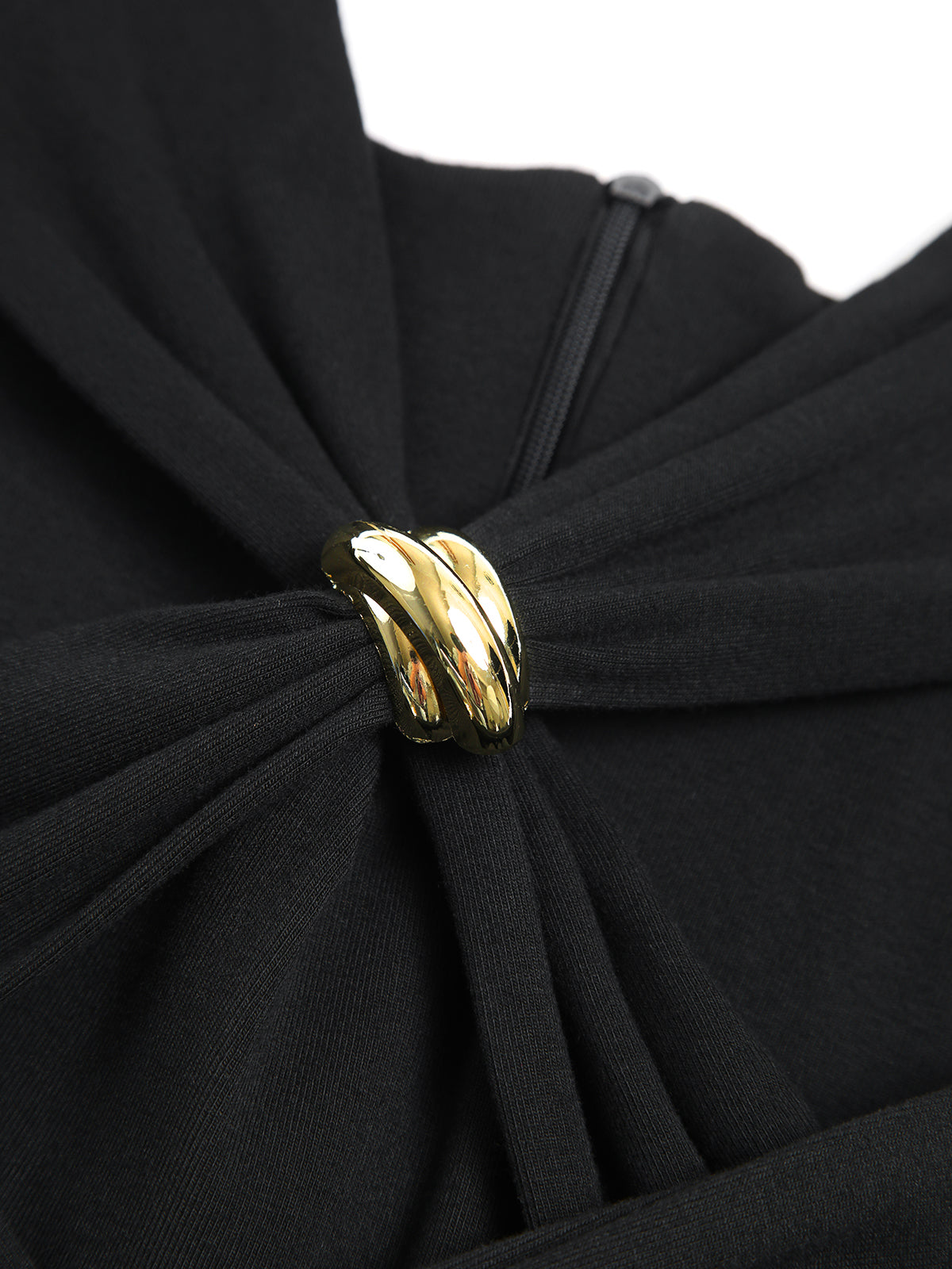 Metal Detail Criss-Cross Top — Black V-Neck — Svelte Chic
