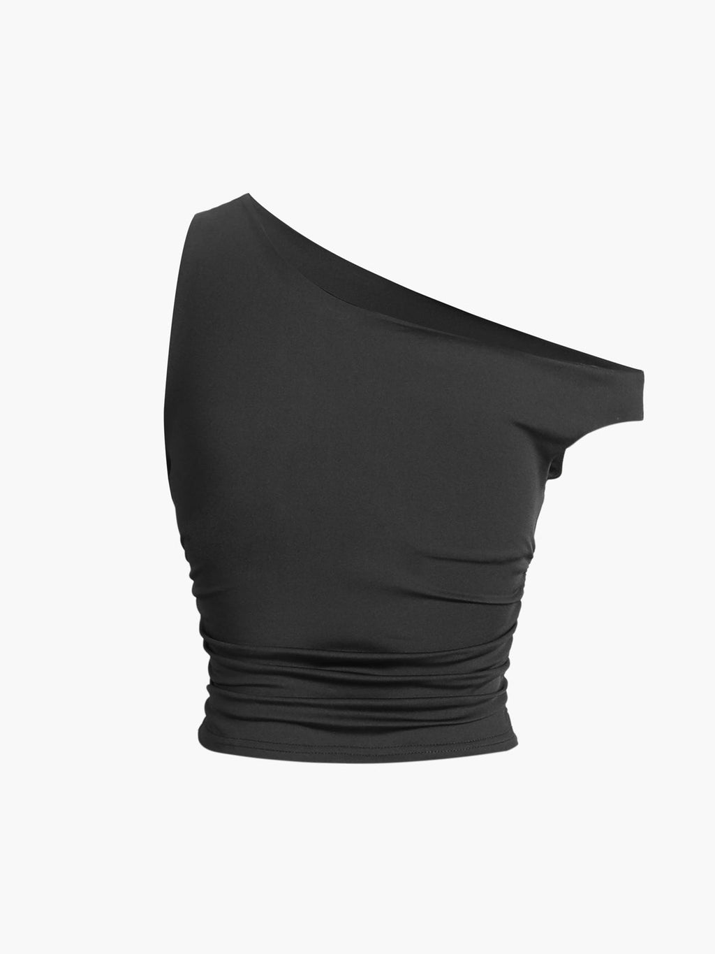 Asymmetric One-Shoulder Cropped Top — Black — Svelte Chic