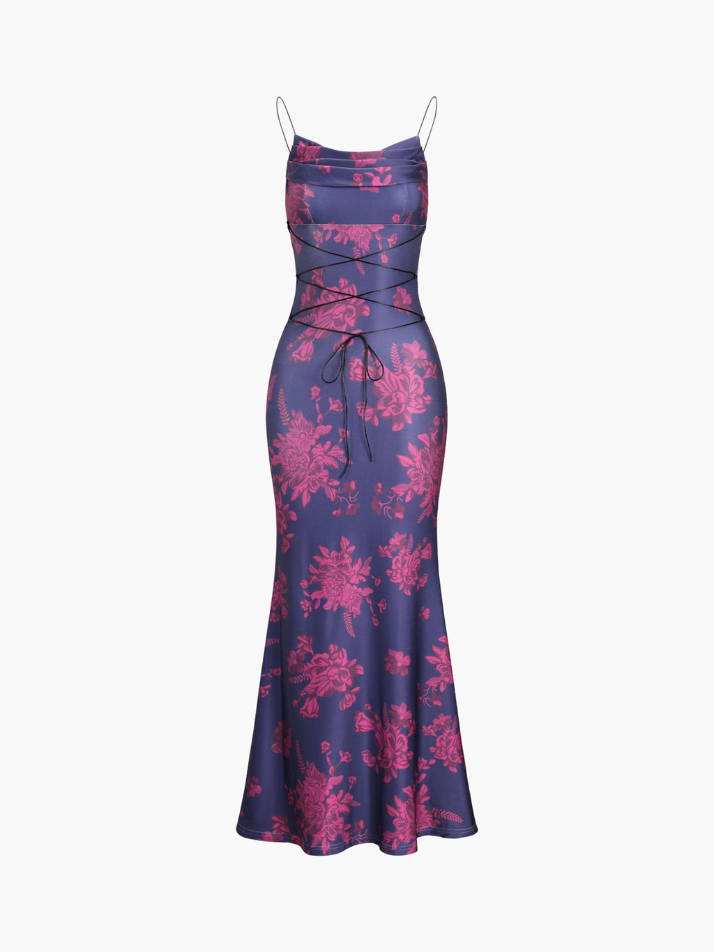 Floral Tie-Up Cami Maxi Dress — Purple in Purple — Svelte Chic