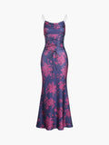 Floral Tie-Up Cami Maxi Dress — Purple in Purple — Svelte Chic