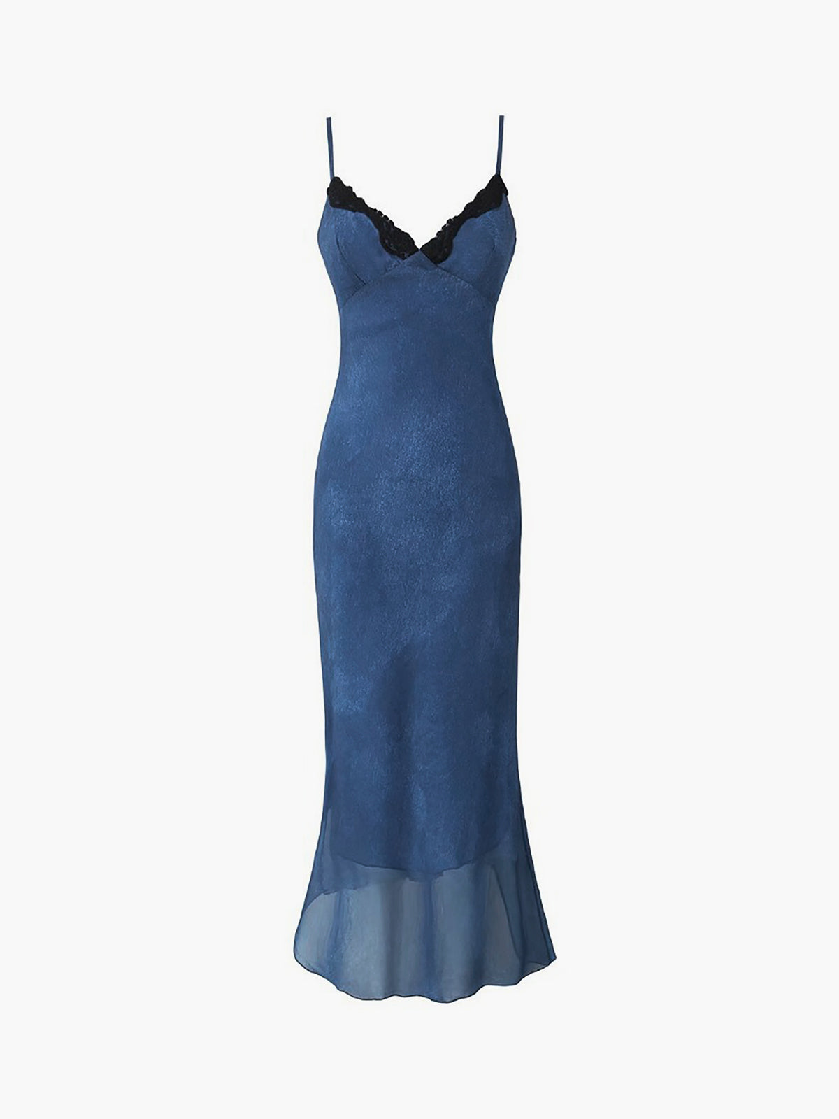Patchwork V-Neck Cami Midi Dress — Blue — Svelte Chic