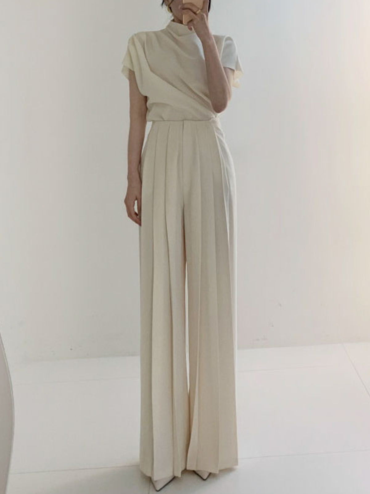 Pleated High Waist Wide Leg Trousers — Svelte Chic