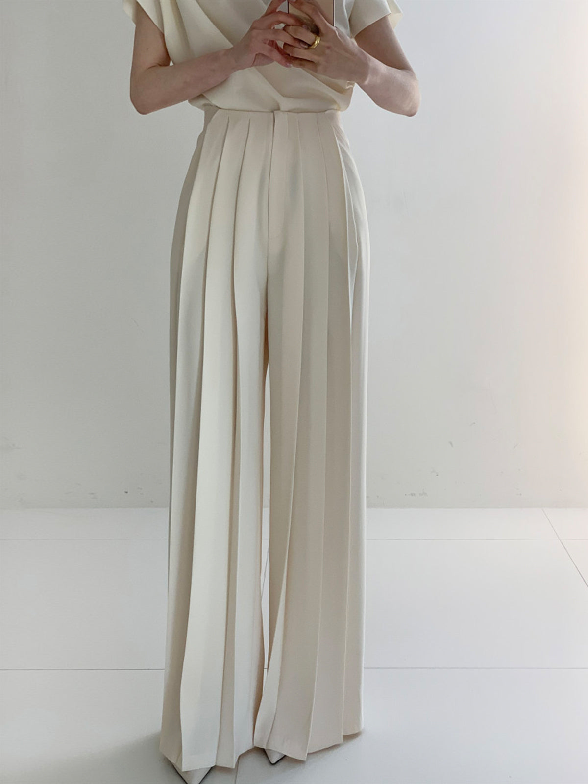 Pleated High Waist Wide Leg Trousers — Svelte Chic