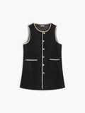 Contrast Trim Mini Vest Dress — Black in Black — Svelte Chic