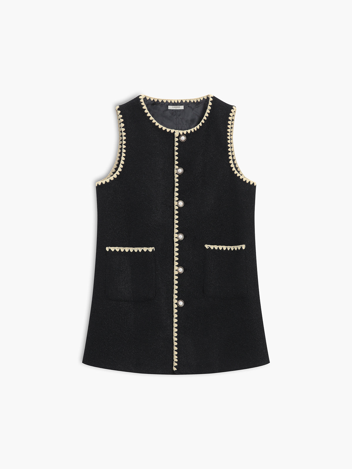 Contrast Trim Mini Vest Dress — Black in Black — Svelte Chic