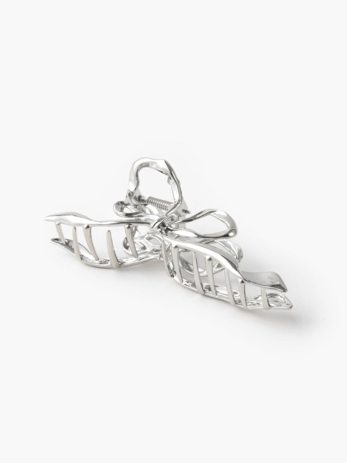 Irregular Metallic Bow Hair Claw — Silver — Svelte Chic