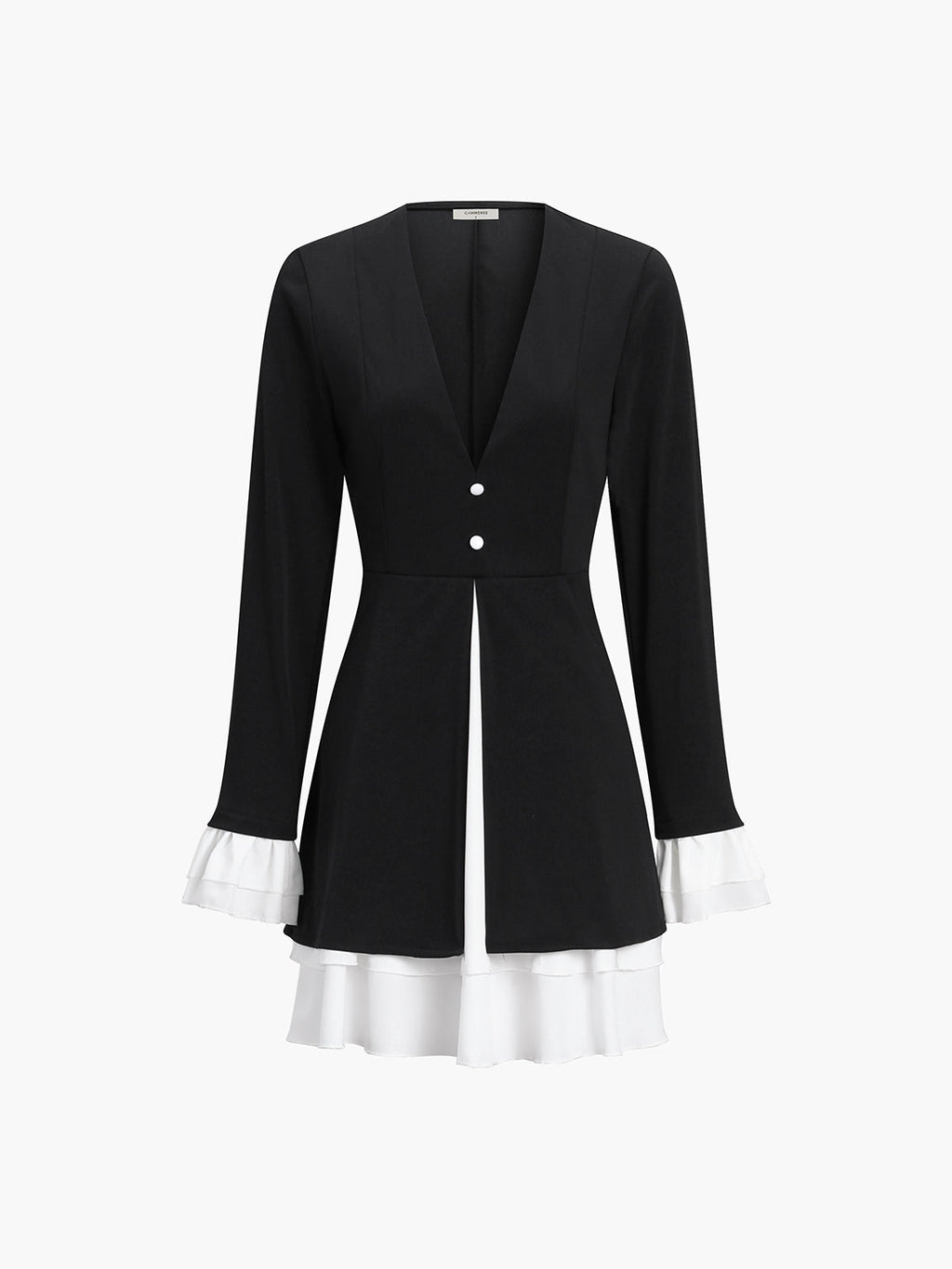 Blazer V-Neck Buttoned Mini Dress — Black — Svelte Chic