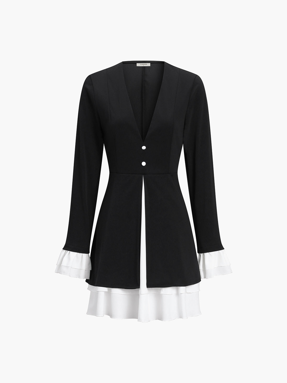 Blazer V-Neck Buttoned Mini Dress — Black — Svelte Chic