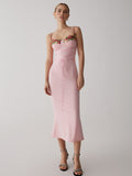 Amaris Floral Lace-Up Maxi Dress — Powder Pink in Pink — Svelte Chic