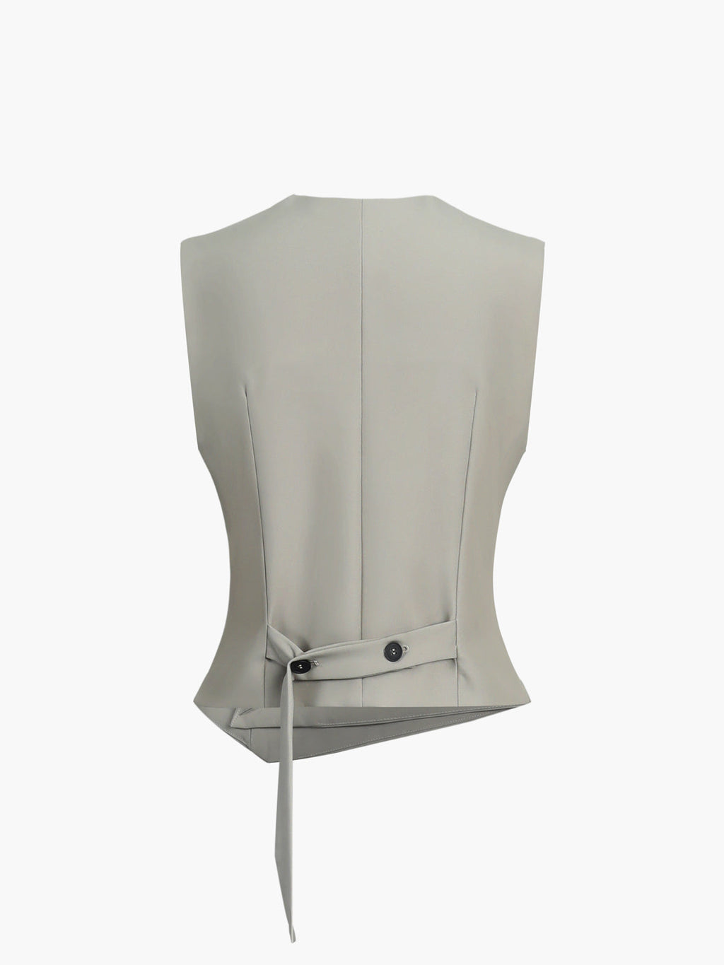 Asymmetric Button Sleeveless Vest — Grey — Svelte Chic