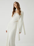 Jacquard Long Sleeve Maxi Dress — Off-White V-Neck in Off-White — Svelte Chic