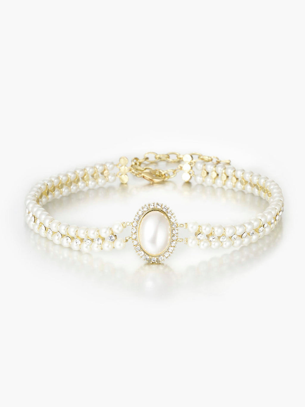 Vintage Double Layer Pearl Choker — Gold & White in White — Svelte Chic