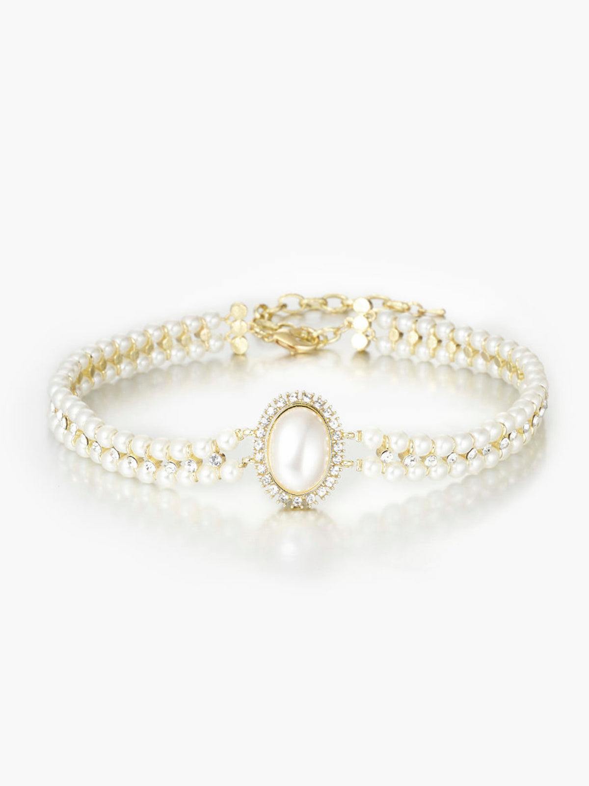 Vintage Double Layer Pearl Choker — Gold & White in White — Svelte Chic