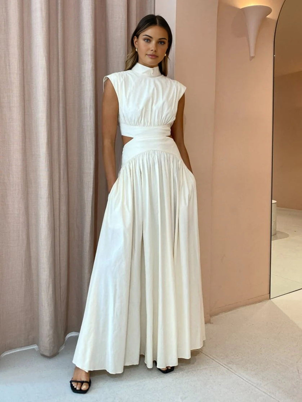 Mock Neck Cutout Maxi Dress — Svelte Chic