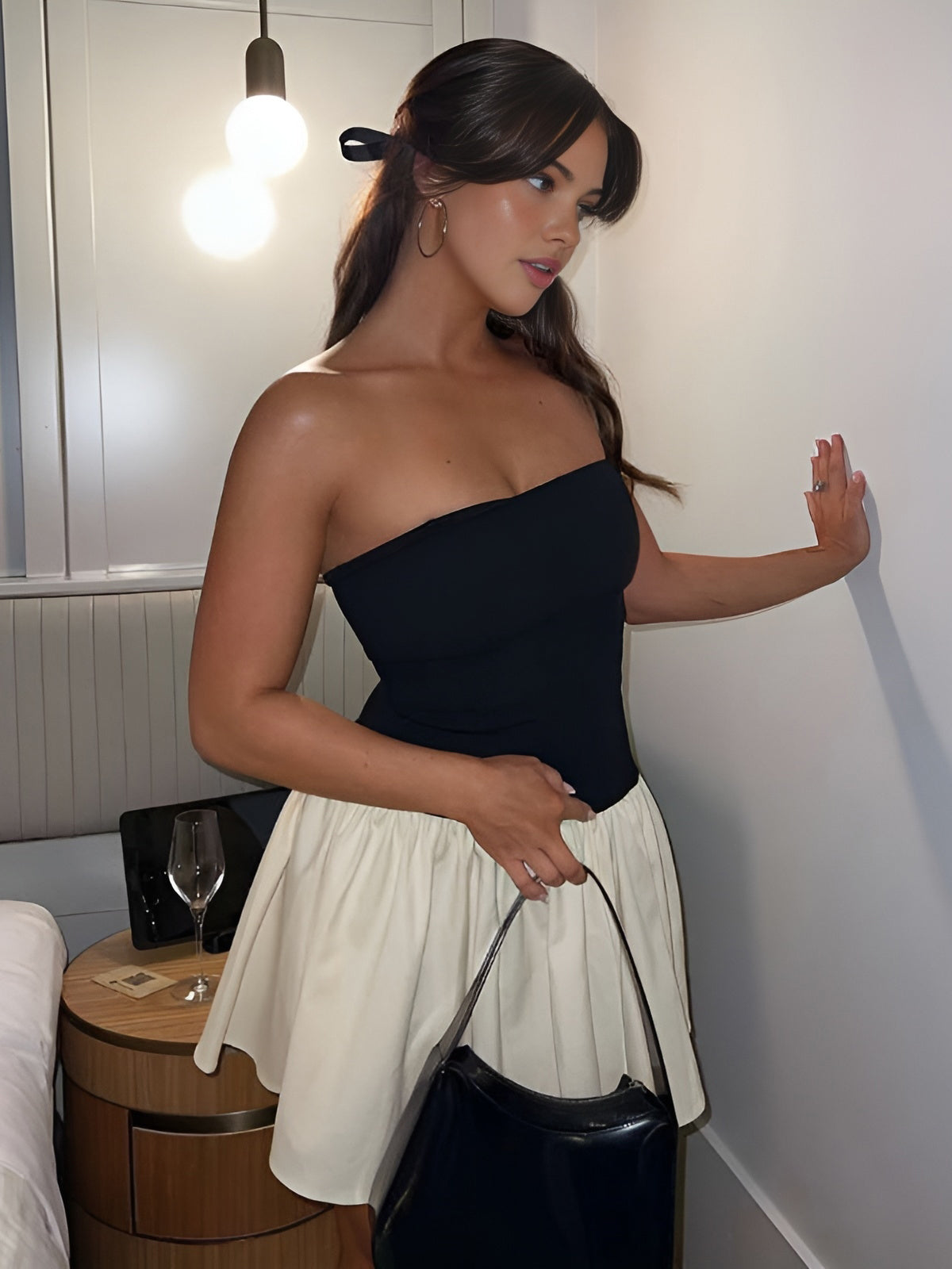 Patchwork Bustier Backless Mini Dress — Svelte Chic