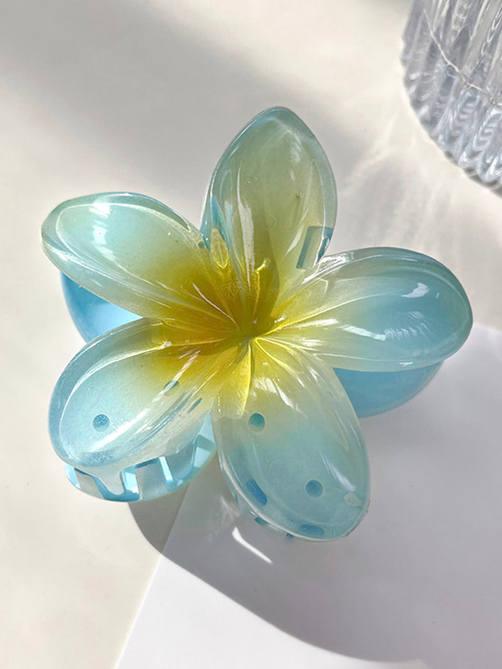 Resin Flower Hair Clip — Blue & Yellow — Svelte Chic