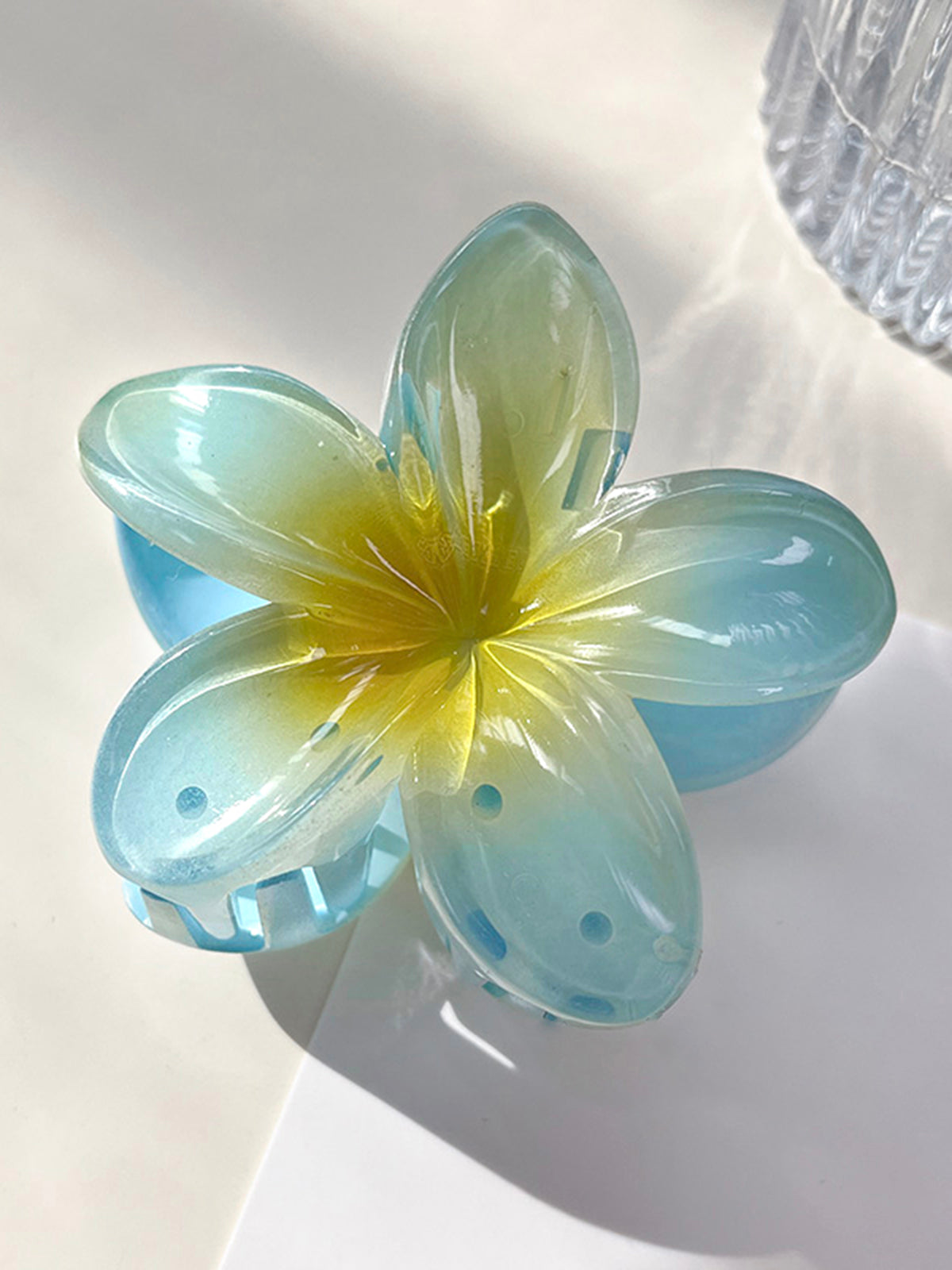 Resin Flower Hair Clip — Blue & Yellow — Svelte Chic