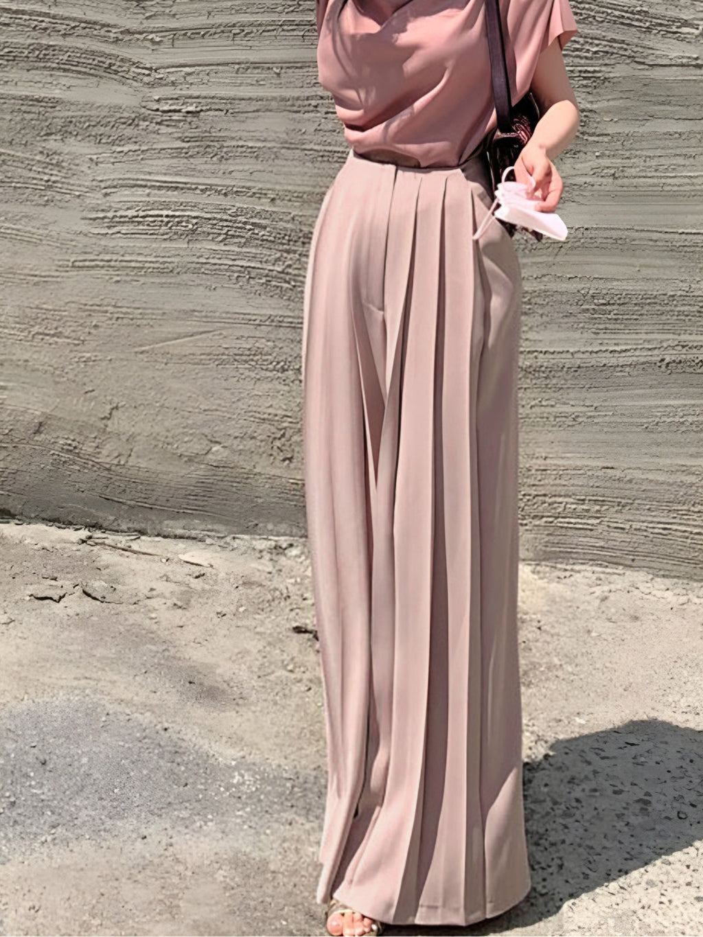 Pleated High Waist Wide Leg Trousers in Pastel — Svelte Chic