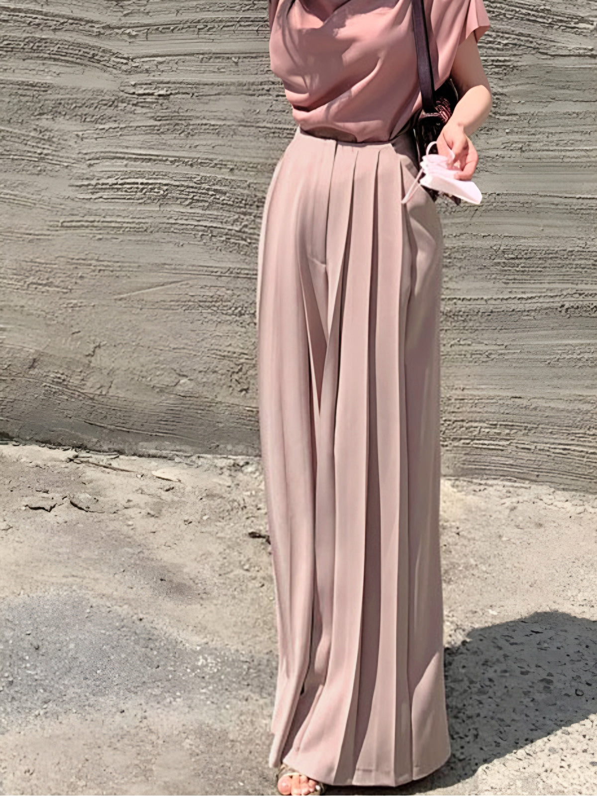 Pleated High Waist Wide Leg Trousers in Pastel — Svelte Chic