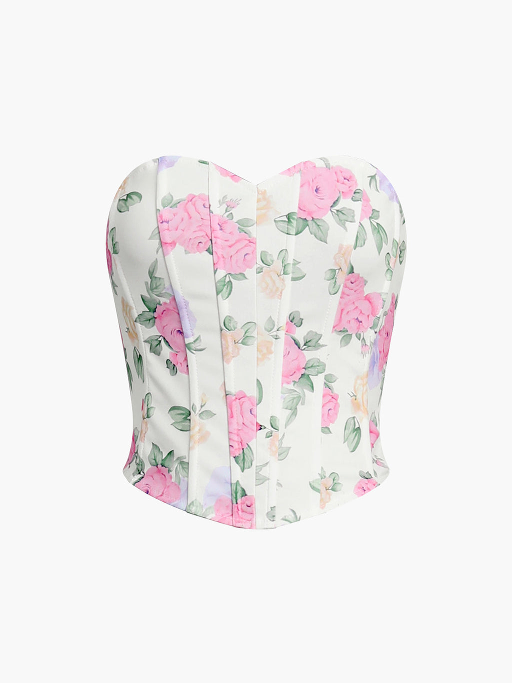 Floral Sweetheart Corset Top — Pink — Svelte Chic